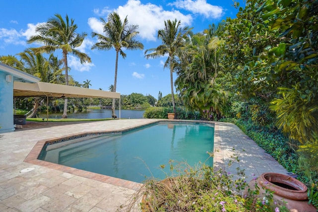 4040 Gem Lake Dr, Glen Ridge, FL 33406 - swimming pool featuring a patio area, a gazebo, and a water view