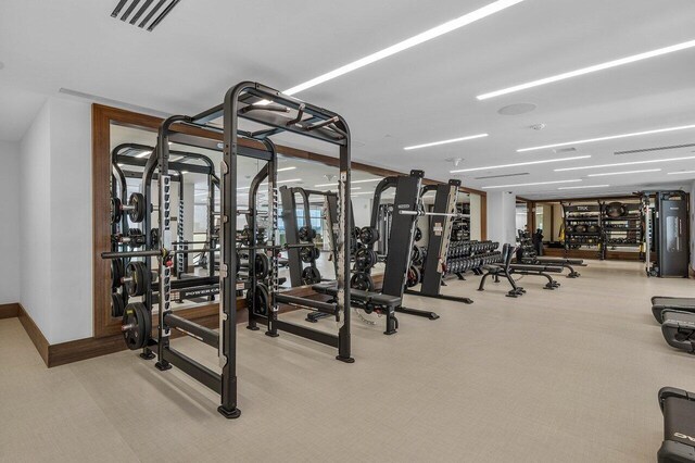 220 SE Mizner Blvd Unit 409, Boca Raton, FL 33432 - exercise room with carpet and baseboards