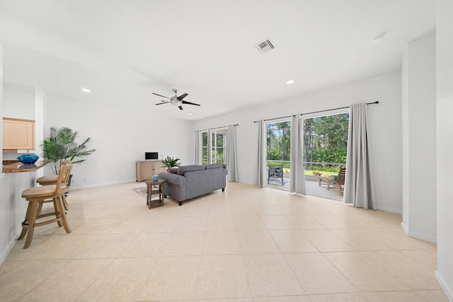 296 NW Toscane Trl, Port Saint Lucie, FL 34986 - living room with recessed lighting, a ceiling fan, and baseboards