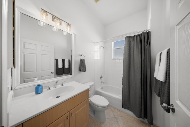 296 NW Toscane Trl, Port Saint Lucie, FL 34986 - bathroom with toilet, vanity, shower / bath combo with shower curtain, and tile patterned floors