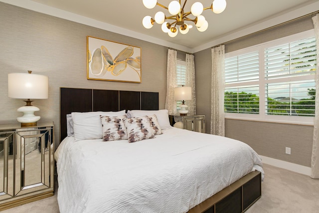 17155 SW Ambrose Way, Port Saint Lucie, FL 34986 - bedroom with light carpet and a chandelier