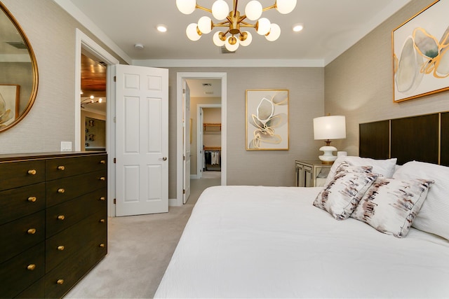 17155 SW Ambrose Way, Port Saint Lucie, FL 34986 - bedroom featuring light carpet, a chandelier, and recessed lighting