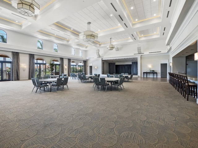 17155 SW Ambrose Way, Port Saint Lucie, FL 34986 - lobby with a high ceiling, coffered ceiling, recessed lighting, and beam ceiling