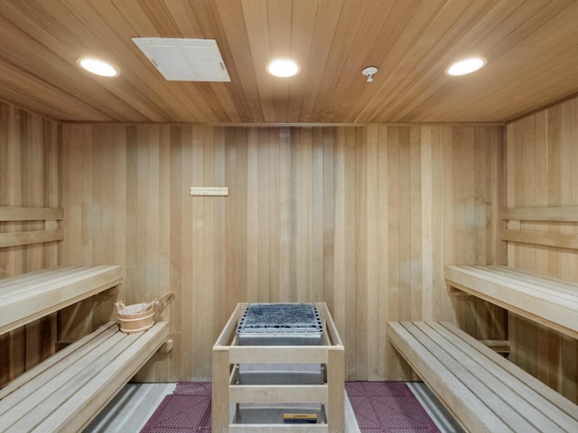 17155 SW Ambrose Way, Port Saint Lucie, FL 34986 - sauna featuring wood walls, wood ceiling, and recessed lighting