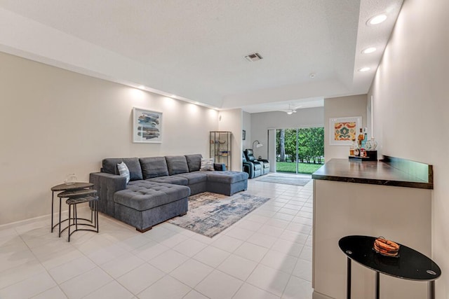 9998 Seacrest Cir Unit C, Boynton Beach, FL 33437 - living area featuring light tile patterned flooring, recessed lighting, and baseboards