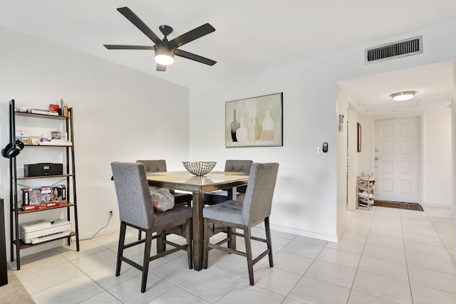 2751 N Palm Aire Dr Unit 304, Pompano Beach, FL 33069 - dining area featuring ceiling fan, light tile patterned floors, and baseboards