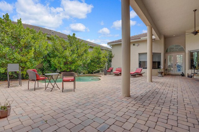 6468 Polo Pointe Way, Delray Beach, FL 33484 - view of patio / terrace with french doors and ceiling fan