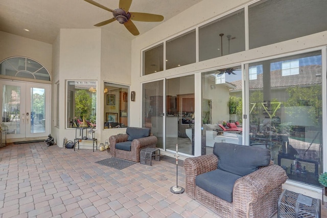 6468 Polo Pointe Way, Delray Beach, FL 33484 - view of patio with french doors and ceiling fan