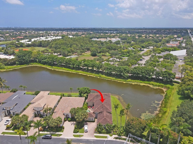 6468 Polo Pointe Way, Delray Beach, FL 33484 - aerial overview of property's location with a large body of water, nearby suburban area, and a tree filled landscape