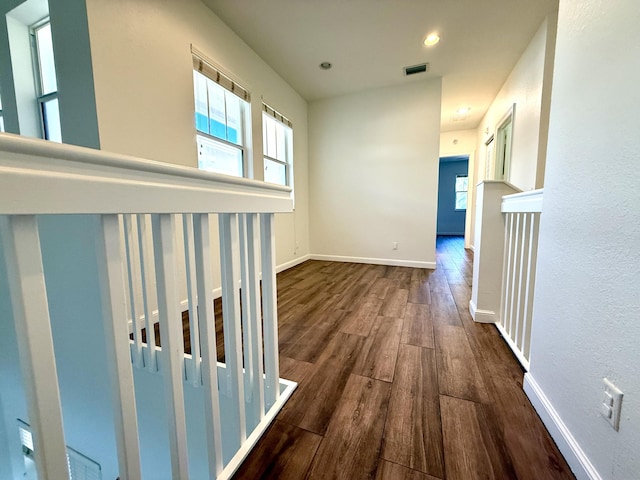 855 Marina Del Ray Ln Unit 2, West Palm Beach, FL 33401 - hall featuring dark wood-style flooring, baseboards, and recessed lighting
