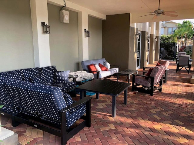 855 Marina Del Ray Ln Unit 2, West Palm Beach, FL 33401 - view of patio / terrace with an outdoor hangout area and ceiling fan