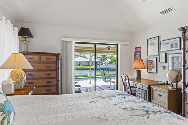 3819 N Ocean Dr, Singer Island, FL 33404 - bedroom featuring access to exterior and a water view