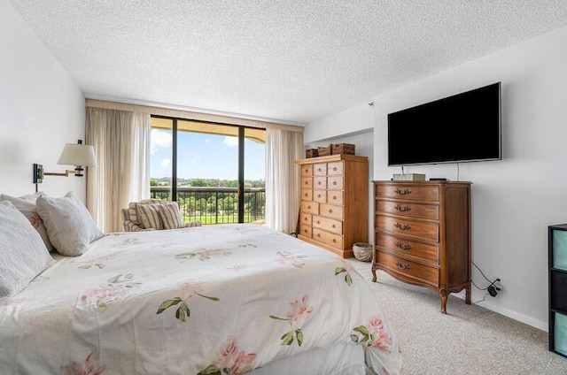 1900 Consulate Pl Unit 402, West Palm Beach, FL 33401 - bedroom with carpet, access to exterior, and a textured ceiling