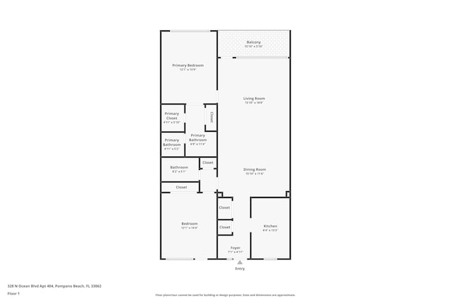 328 N Ocean Blvd Unit 404, Pompano Beach, FL 33062 - property floor plan