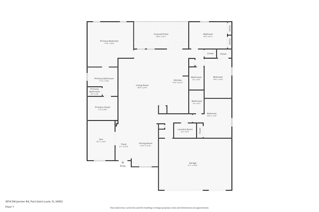 3974 SW Jarmer Rd, Port Saint Lucie, FL 34953 - floor plan / room layout