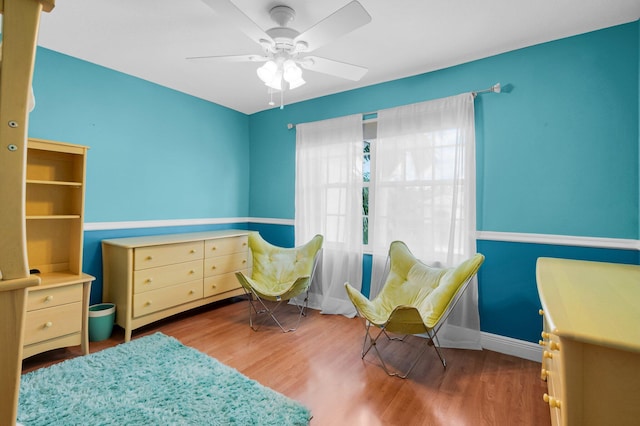 12373 Cascades Pointe Dr, Boca Raton, FL 33428 - bedroom with wood finished floors, baseboards, and ceiling fan
