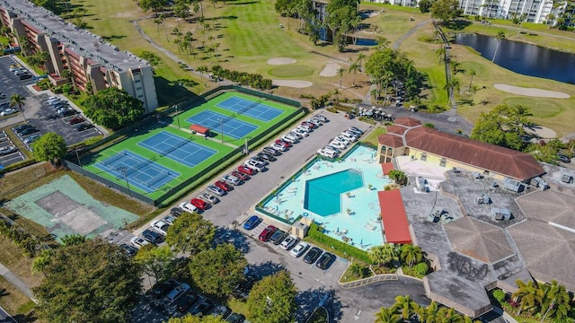3524 Via Poinciana Unit 604, Greenacres, FL 33467 - aerial overview of property's location with a pool area, a local golf course, and a large body of water