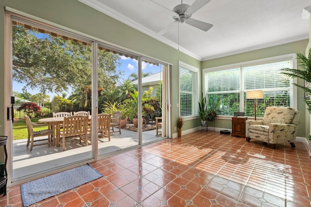 2683 SW Greenwich Way, Palm City, FL 34990 - sunroom / solarium with crown molding, plenty of natural light, baseboards, and tile patterned flooring