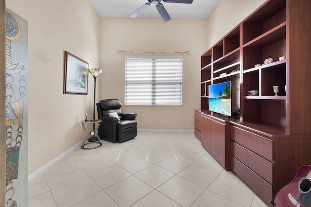 6908 Adriano Dr, Boynton Beach, FL 33437 - unfurnished room with ceiling fan, light tile patterned flooring, and baseboards
