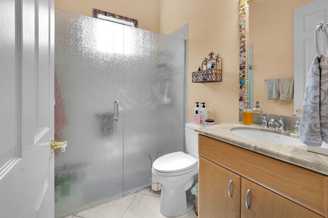 6908 Adriano Dr, Boynton Beach, FL 33437 - full bath featuring an enclosed shower, tile patterned floors, vanity, and toilet