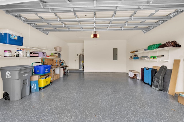 6908 Adriano Dr, Boynton Beach, FL 33437 - garage with electric water heater, electric panel, and a garage door opener