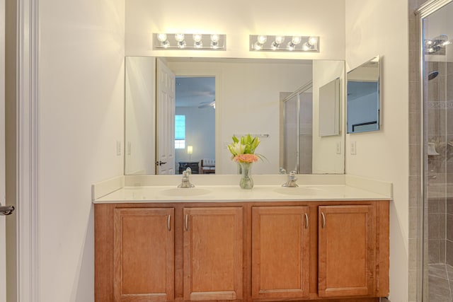 433 Amador Ln Unit 1, West Palm Beach, FL 33401 - bathroom featuring double vanity and tiled shower