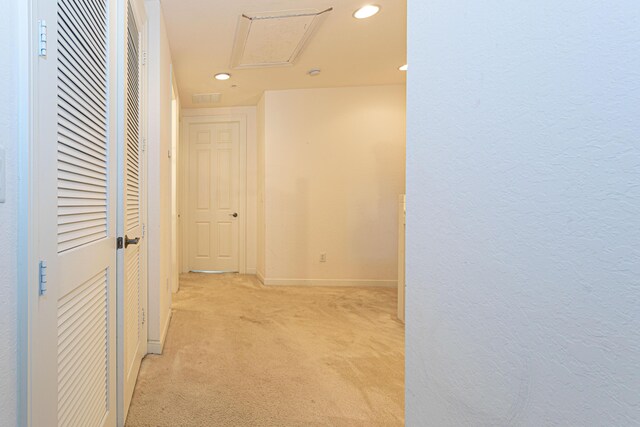 433 Amador Ln Unit 1, West Palm Beach, FL 33401 - hallway with light carpet, baseboards, and recessed lighting