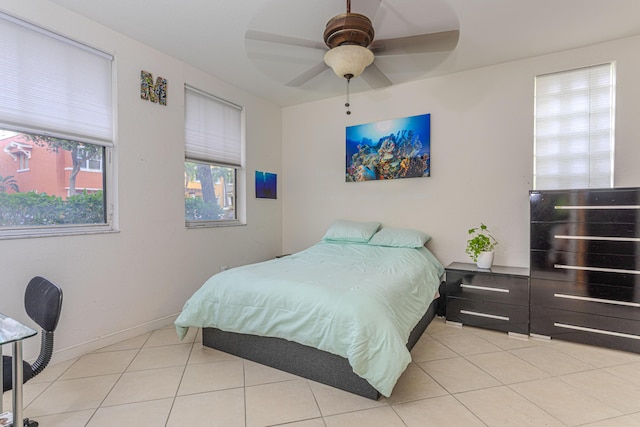 433 Amador Ln Unit 1, West Palm Beach, FL 33401 - tiled bedroom featuring baseboards and ceiling fan