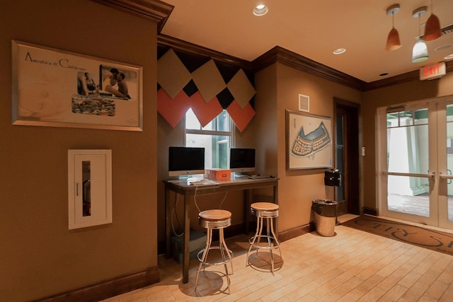 433 Amador Ln Unit 1, West Palm Beach, FL 33401 - home office with ornamental molding, plenty of natural light, baseboards, and light wood-style floors