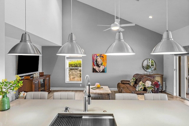 9391 Aqua Vista Blvd, Boynton Beach, FL 33437 - living room featuring wood finished floors, baseboards, and ceiling fan