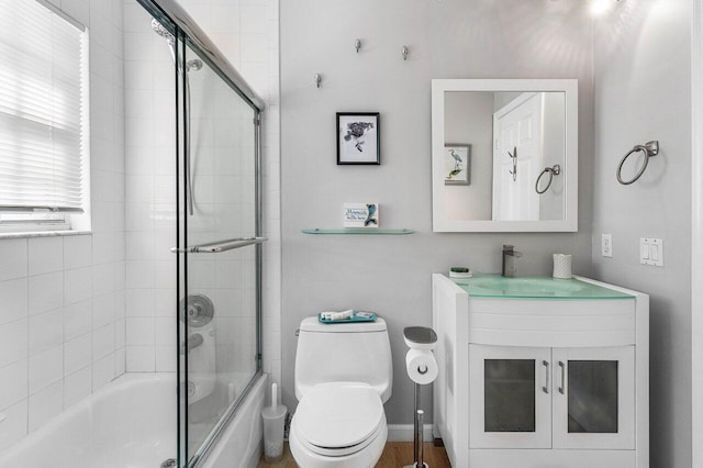 9391 Aqua Vista Blvd, Boynton Beach, FL 33437 - full bathroom with toilet, bath / shower combo with glass door, and vanity
