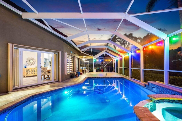 9391 Aqua Vista Blvd, Boynton Beach, FL 33437 - view of swimming pool with a patio, a pool with connected hot tub, and a lanai