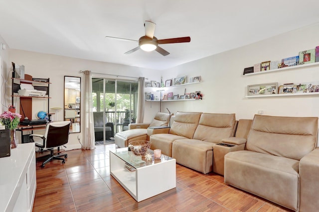 257 S Cypress Rd Unit 449, Pompano Beach, FL 33060 - living area featuring ceiling fan, a desk, and wood finished floors