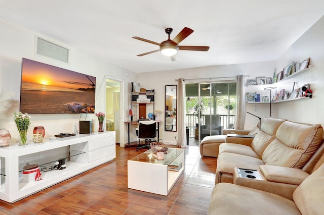 257 S Cypress Rd Unit 449, Pompano Beach, FL 33060 - living room with a ceiling fan and wood finished floors