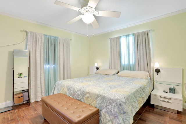 257 S Cypress Rd Unit 449, Pompano Beach, FL 33060 - bedroom featuring wood finished floors, ornamental molding, and a ceiling fan