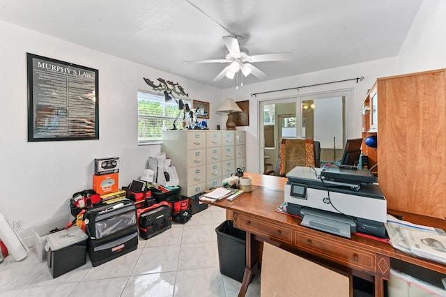 160 Tuscany C, Delray Beach, FL 33446 - office space featuring ceiling fan and light tile patterned flooring