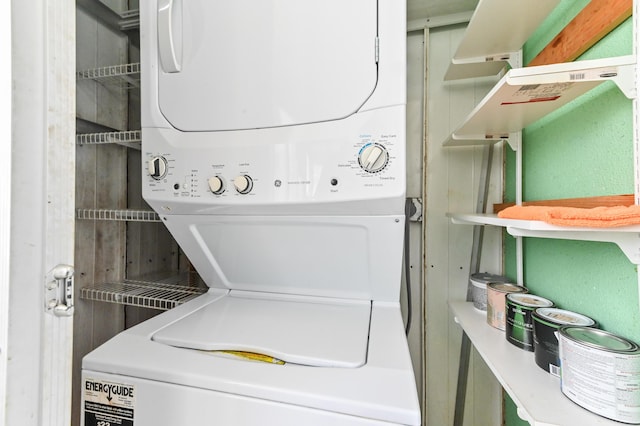 160 Tuscany C, Delray Beach, FL 33446 - washroom with estacked washer and dryer