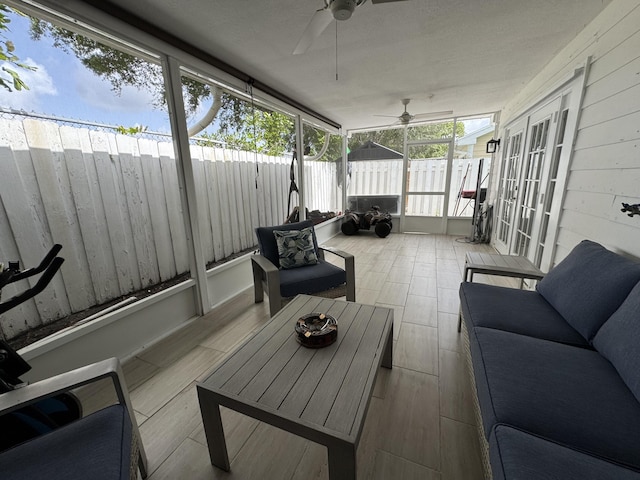 1518 Royal Forest Ct, Palm Springs, FL 33406 - sunroom / solarium with ceiling fan and french doors