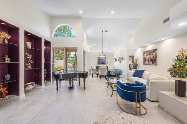23193 Via Stel, Boca Raton, FL 33433 - living area with a high ceiling and recessed lighting