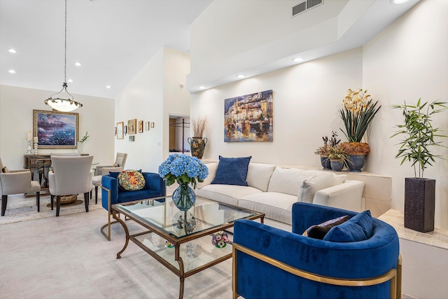 23193 Via Stel, Boca Raton, FL 33433 - living room featuring recessed lighting and high vaulted ceiling