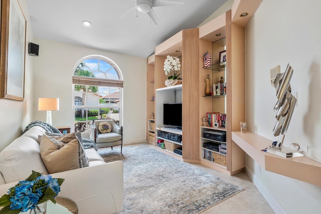 23193 Via Stel, Boca Raton, FL 33433 - living room with ceiling fan and baseboards