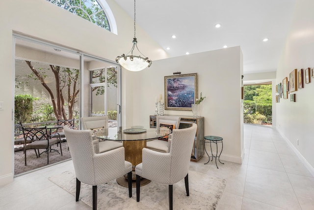 23193 Via Stel, Boca Raton, FL 33433 - dining space featuring light tile patterned floors, baseboards, and recessed lighting