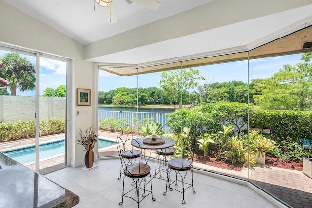 23193 Via Stel, Boca Raton, FL 33433 - sunroom with a water view and vaulted ceiling