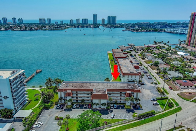 2936 Lake Shore Dr Unit 108, Riviera Beach, FL 33404 - drone / aerial view of skyline and a large body of water