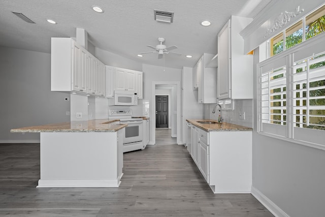 10834 SW Dardanelle Dr, Port Saint Lucie, FL 34987 - kitchen featuring white appliances, a sink, a ceiling fan, baseboards, and recessed lighting