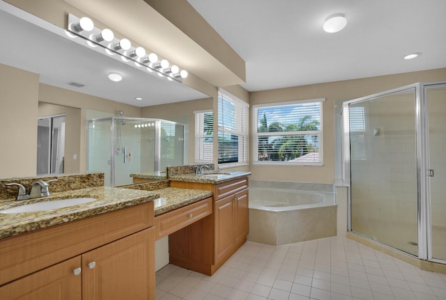 3559 Hudson Ln, Boynton Beach, FL 33436 - full bath featuring vanity, a shower stall, a bath, and tile patterned flooring