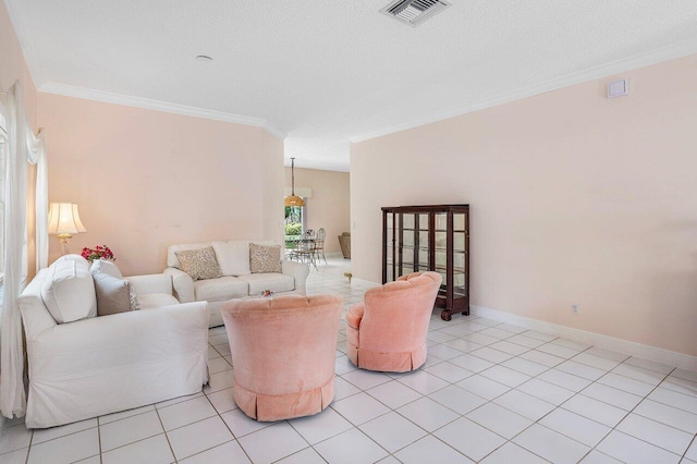 6321 Lansdowne Cir, Boynton Beach, FL 33472 - living area featuring crown molding, light tile patterned flooring, and baseboards