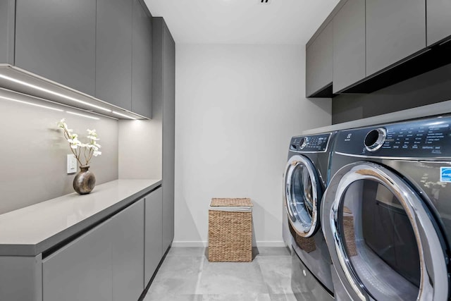 121 2nd Dilido Ter Share B, Unit Share B, Miami Beach, FL 33139 - laundry area with cabinet space, washer and dryer, and baseboards