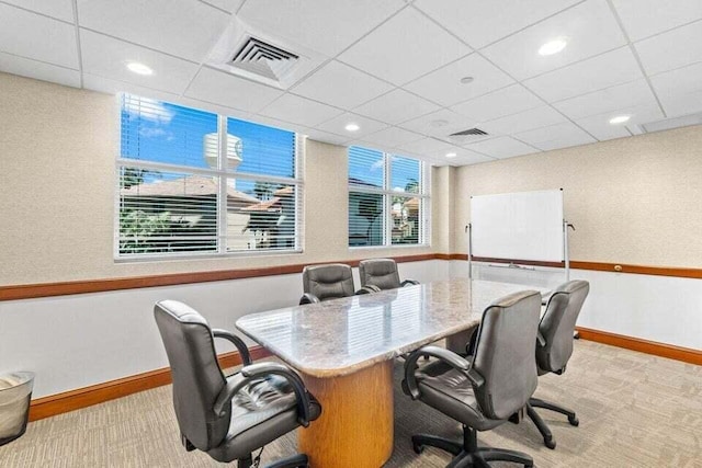 3700 S Ocean Blvd Unit 1210, Highland Beach, FL 33487 - office area featuring a paneled ceiling, baseboards, and carpet floors