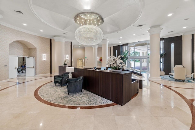 3700 S Ocean Blvd Unit 1210, Highland Beach, FL 33487 - lobby with ornamental molding and recessed lighting
